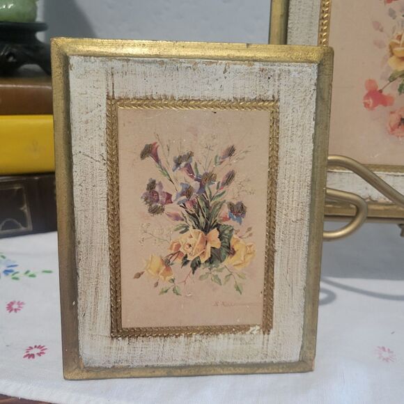 Vintage Florentine Gold Gilt Floral Wall Plaques Set of 3 MCM Made in Italy - Picture 2 of 16